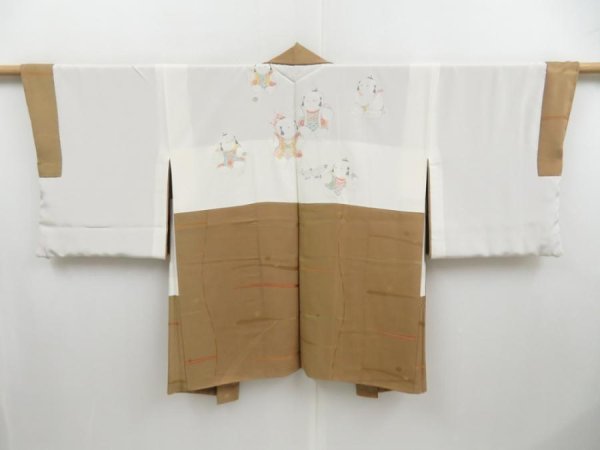 Photo6: 3326T05z580  Japanese Kimono Silk HAORI  Ochre (6)