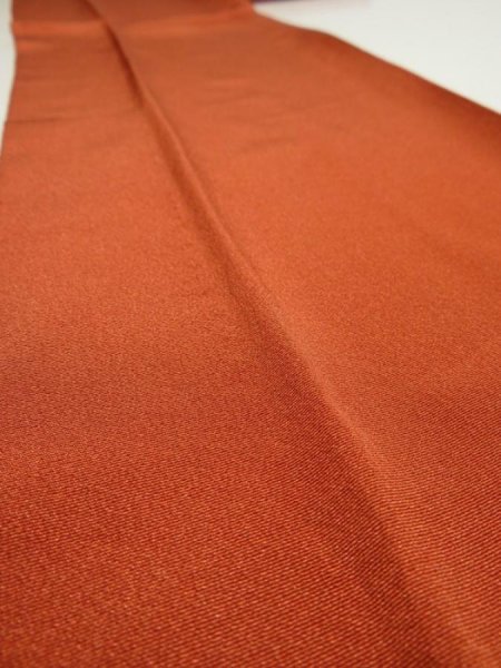 Photo5: 4K09z60  Japanese Kimono Silk  FABRIC Plain Orange-Brown 93.7x6.7 (5)
