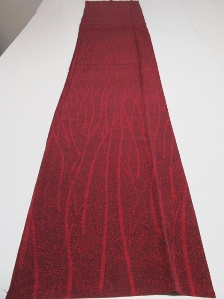 Photo5: 4C03z90  Japanese Kimono Silk  FABRIC Branch Wine red 66.1x14.6 (5)