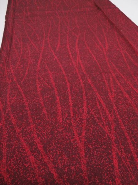 Photo6: 4C03z90  Japanese Kimono Silk  FABRIC Branch Wine red 66.1x14.6 (6)