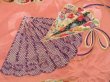 Photo4: 3410T05z530 Antique Japanese Kimono Silk HAORI Folding fan Coral pink (4)