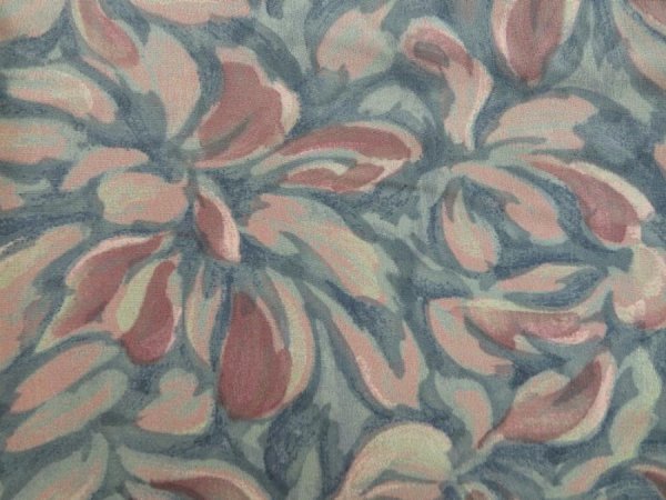 Photo6: 3410T09z650 Vintage Japanese Kimono Silk KOMON Flower Dark cyan (6)