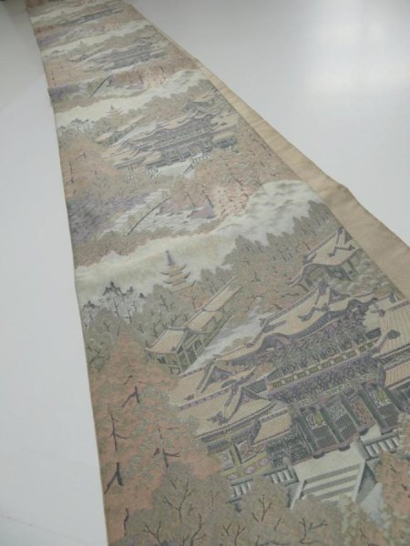 Photo7: 3509Y06z740  Japanese Kimono Silk FUKURO OBI Nikko Toshogu Shrine  170.1x12.2 (7)