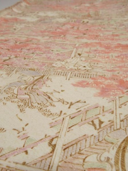 Photo3: 4B01z80  Japanese Kimono Silk  FABRIC Japanese imperial court   44.9x14.2 (3)