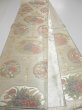 Photo3: 3522Y02z920 Vintage Japanese Kimono Silk FUKURO OBI Flowers Silver 173.2x12.2 (3)
