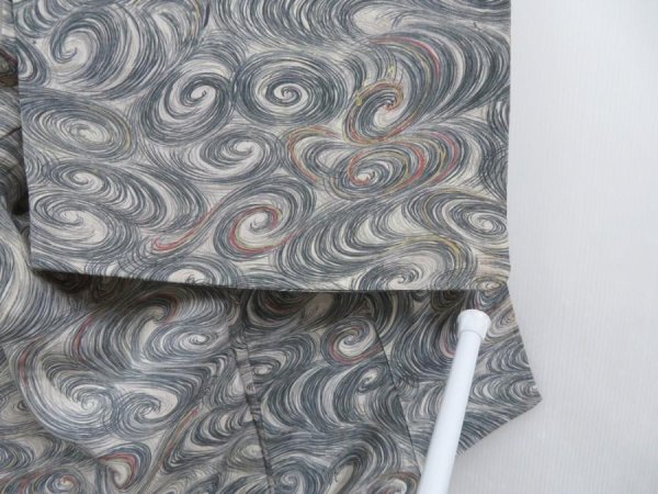 Photo7: 3517T09z610 Vintage Japanese Kimono Silk KOMON Stream Light gray (7)
