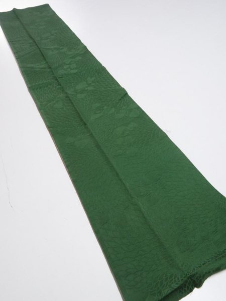 Photo5: 4i10z30  Japanese Kimono Silk  FABRIC Chrysanthemum Dark green 36.2x7.5 (5)