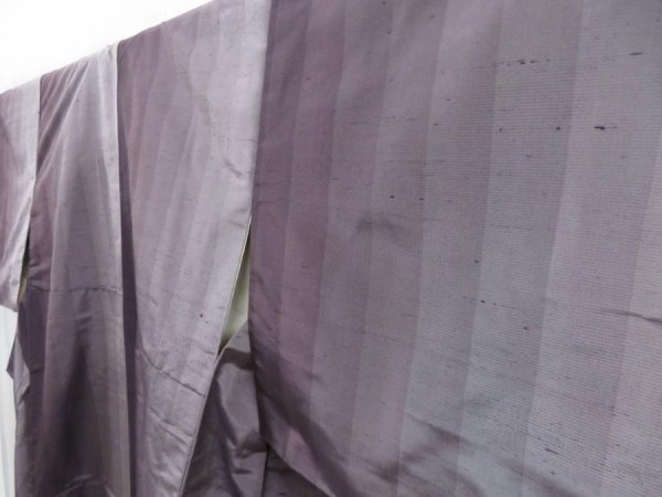 Photo2: 3604T06z800 Vintage Japanese Kimono Silk TSUMUGI  Dark grape (2)