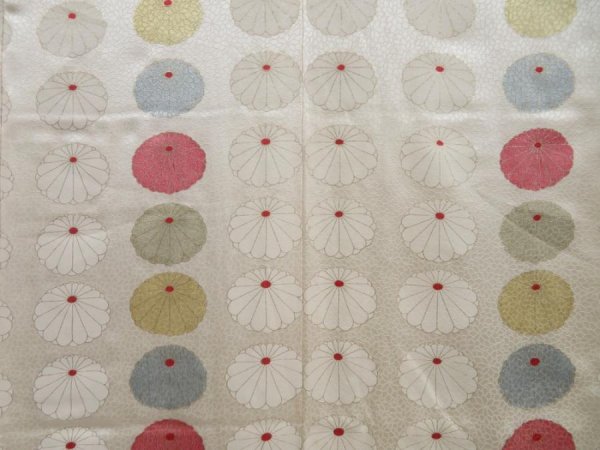 Photo5: 3611T07z940 Vintage Japanese Kimono Silk KOMON Chrysanthemum (5)
