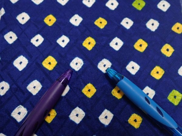 Photo6: 4L07z40  Japanese Kimono Silk  FABRIC Shibori Navy 59.1x7.1 (6)