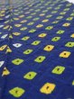 Photo5: 4L09z50  Japanese Kimono Silk  FABRIC Shibori Navy 78.7x7.1 (5)