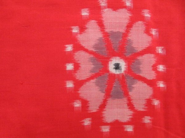 Photo6: 3725T13z570 Vintage Japanese Kimono Silk MEISEN Flower Red (6)