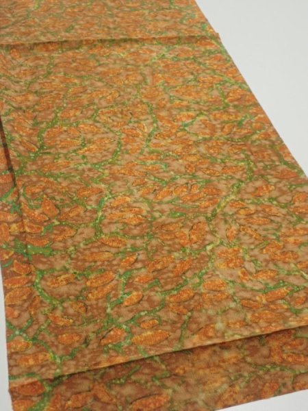 Photo2: 2L02z70  Japanese Kimono Silk  FABRIC Branch Orange-Brown 43.3x14.6 (2)