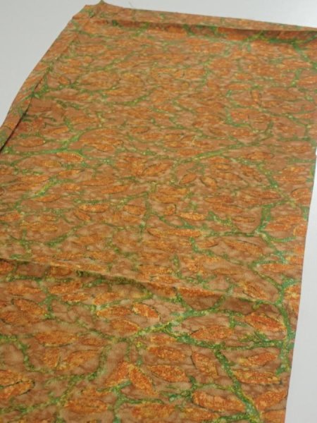 Photo3: 2L02z70  Japanese Kimono Silk  FABRIC Branch Orange-Brown 43.3x14.6 (3)