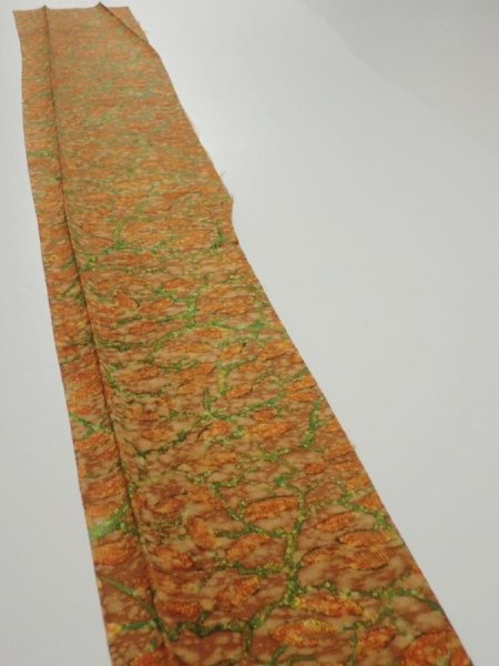 Photo3: 2L07z50  Japanese Kimono Silk  FABRIC Branch Orange-Brown 60.6x7.5 (3)
