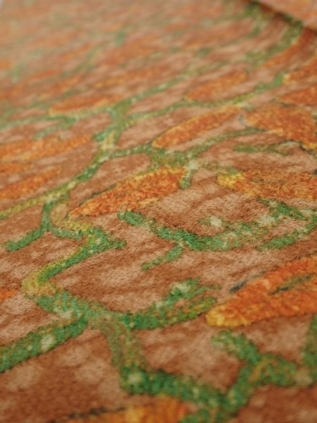 Photo4: 2L08z50  Japanese Kimono Silk  FABRIC Branch Orange-Brown 60.6x7.5 (4)