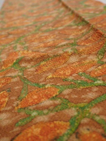 Photo4: 2L09z70  Japanese Kimono Silk  FABRIC Branch Orange-Brown 85.8x6.7 (4)