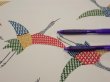 Photo6: 2K02z80  Japanese Kimono Silk  FABRIC Crane Off-white 59.8x14.2 (6)