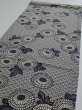 Photo3: 2K01z50  Japanese Kimono Silk  FABRIC Chrysanthemum Navy 44.1x14.0 (3)
