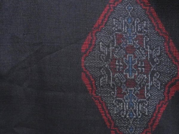 Photo6: 3815T13z820 Vintage Japanese Kimono Silk TSUMUGI  Black (6)