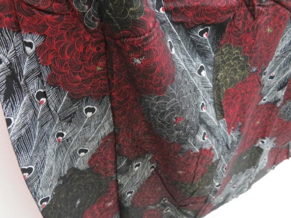 Photo3: 3816T01z880 Antique Japanese Kimono Cotton KOMON Chrysanthemum Black (3)