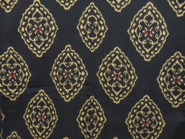 Photo5: 3816T03z970 Vintage Japanese Kimono Silk TSUMUGI Flower Black (5)