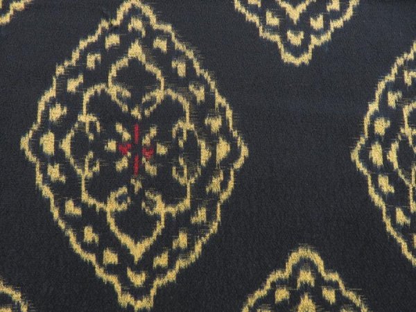 Photo6: 3816T03z970 Vintage Japanese Kimono Silk TSUMUGI Flower Black (6)