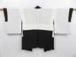 Photo7: 3822T10z600 Vintage Japanese Kimono Silk HAORI Wave Black (7)