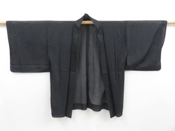 Photo5: 3827T12z200  Japanese Kimono Synthetic See through HAORI  Black (5)