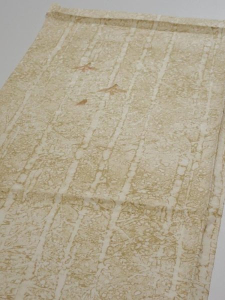 Photo3: 2U02z50  Japanese Kimono Silk  FABRIC Grove Light olive 42.5x14.4 (3)