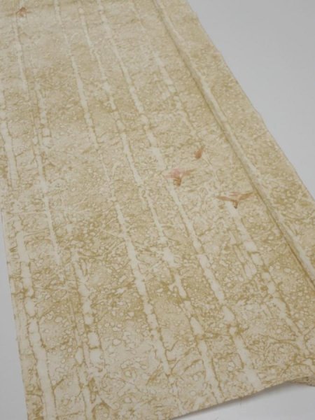 Photo2: 2U03z80  Japanese Kimono Silk  FABRIC Grove Light olive 63.8x14.4 (2)