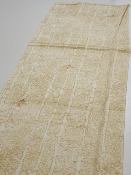 Photo3: 2U03z80  Japanese Kimono Silk  FABRIC Grove Light olive 63.8x14.4 (3)