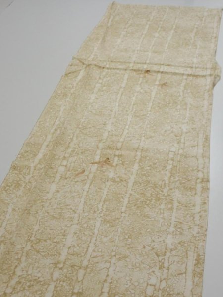 Photo3: 2U04z80  Japanese Kimono Silk  FABRIC Grove Light olive 63.8x14.4 (3)