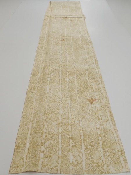 Photo5: 2U04z80  Japanese Kimono Silk  FABRIC Grove Light olive 63.8x14.4 (5)