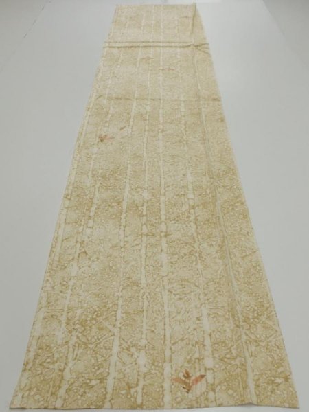 Photo5: 2U05z80  Japanese Kimono Silk  FABRIC Grove Light olive 63.8x14.2 (5)