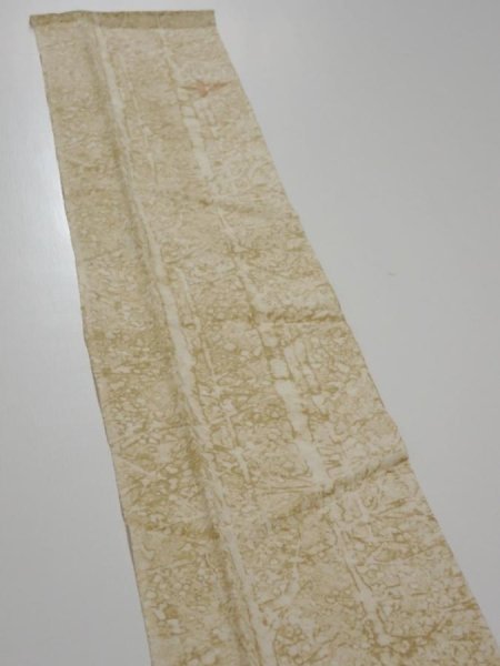 Photo3: 2U10z30  Japanese Kimono Silk  FABRIC Grove Light olive 37.8x6.7 (3)