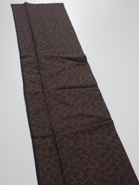 Photo4: 2U10z30  Japanese Kimono Silk  FABRIC Plum blossom Black 35.8x6.7 (4)