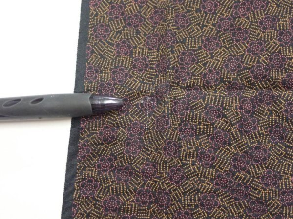 Photo7: 2U10z30  Japanese Kimono Silk  FABRIC Plum blossom Black 35.8x6.7 (7)