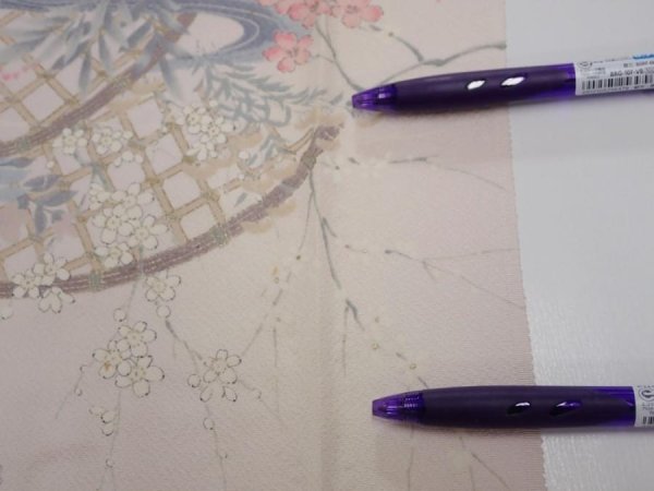 Photo9: 2U09z60  Japanese Kimono Silk  FABRIC Mandarin duck  83.5x7.3 (9)