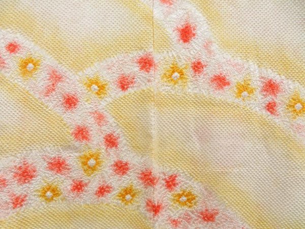 Photo3: 3904T05z510  Japanese Kimono Silk SHIBORI HAORI Flower Yellow (3)
