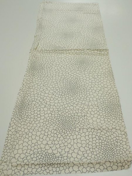 Photo5: 2T01z60  Japanese Kimono Silk  FABRIC Chrysanthemum Off-white 40.2x14.2 (5)