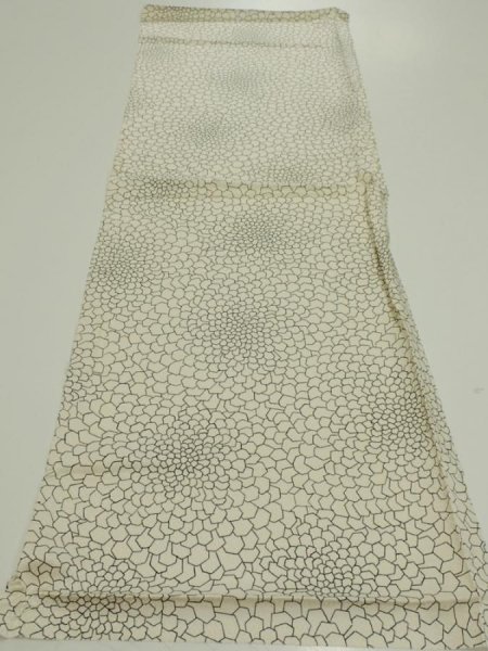 Photo5: 2T02z60  Japanese Kimono Silk  FABRIC Chrysanthemum Off-white 40.2x14.2 (5)