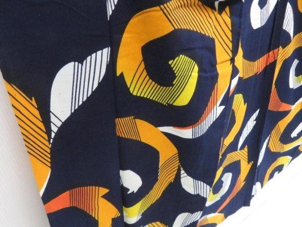 Photo3: 3906T03z460 Vintage Japanese Kimono Cotton YUKATA Karakusa Dark navy (3)