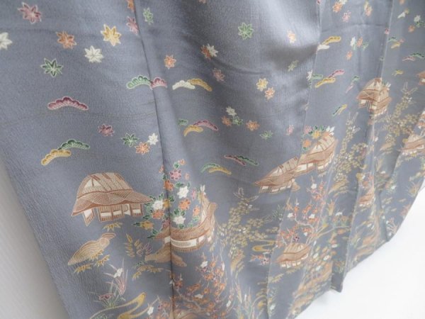 Photo3: 3907T13z1000  Japanese Kimono Silk KOMON Hut Gray (3)