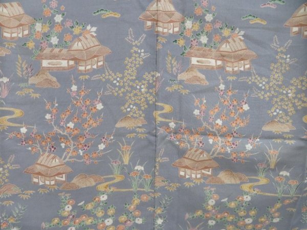 Photo4: 3907T13z1000  Japanese Kimono Silk KOMON Hut Gray (4)
