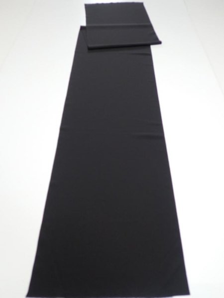 Photo5: 2N01z120  Japanese Kimono Silk  FABRIC Plain Black 80.7x14.4 (5)