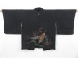 Photo1: 3921T11z530 Vintage Japanese Kimono Silk HAORI Peacock Black (1)