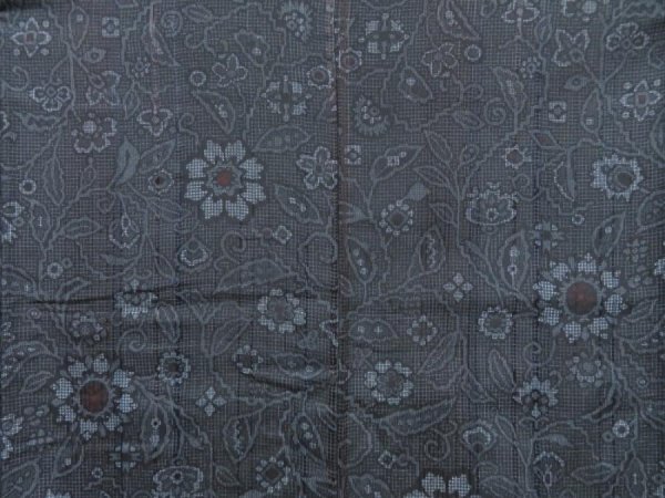 Photo5: 3921T12z680 Vintage Japanese Kimono Silk KOMON Flowers Black (5)