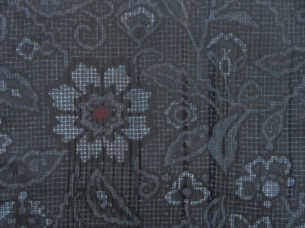 Photo6: 3921T12z680 Vintage Japanese Kimono Silk KOMON Flowers Black (6)