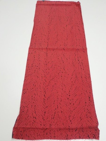 Photo5: 2V01z50  Japanese Kimono Silk  FABRIC Mokume shibori Dull red 37.0x14.0 (5)